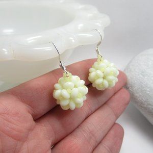 Handwoven Uranium glass beaded bead earrings